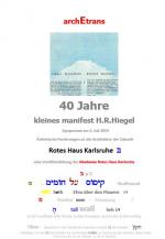 Cover-Bild 40 Jahre Kleines Manifest H.R.Hiegel