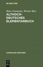 Cover-Bild Althochdeutsches Elementarbuch
