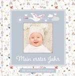 Cover-Bild Babyalbum mit Fensterausschnitt für das 1. Lebensjahr zum Eintragen der schönsten Momente und Erinnerungen mit Platz für Fotos | genderneutral für Jungen und Mädchen
