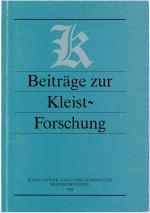 Cover-Bild Beiträge zur Kleist-Forschung 1999
