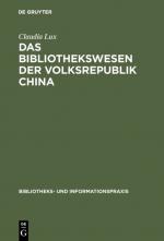 Cover-Bild Das Bibliothekswesen der Volksrepublik China