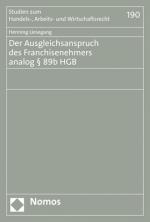Cover-Bild Der Ausgleichsanspruch des Franchisenehmers analog § 89b HGB