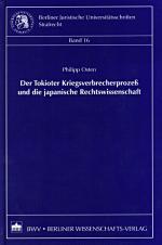 Cover-Bild Der Tokioter Kriegsverbrecherprozeß und die japanische Rechtswissenschaft