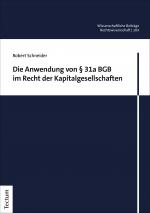 Cover-Bild Die Anwendung von § 31a BGB im Recht der Kapitalgesellschaften