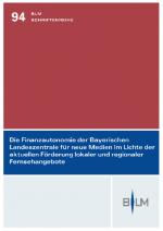 Cover-Bild Die Finanzautonomie der Bayerischen Landeszentrale für neue Medien im Lichte der aktuellen Förderung lokaler und regionaler Fernsehangebote
