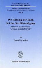 Cover-Bild Die Haftung der Bank bei der Kreditkündigung.
