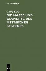 Cover-Bild Die Maße und Gewichte des metrischen Systemes