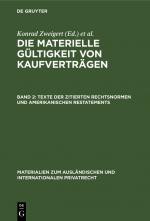 Cover-Bild Die materielle Gültigkeit von Kaufverträgen / Texte der zitierten Rechtsnormen und amerikanischen Restatements