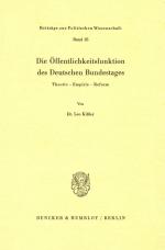 Cover-Bild Die Öffentlichkeitsfunktion des Deutschen Bundestages.