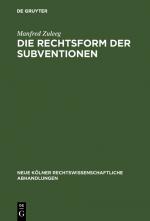 Cover-Bild Die Rechtsform der Subventionen