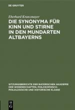 Cover-Bild Die Synonyma für Kinn und Stirne in den Mundarten Altbayerns