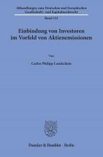 Cover-Bild Einbindung von Investoren im Vorfeld von Aktienemissionen.