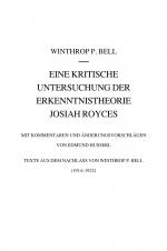 Cover-Bild Eine kritische Untersuchung der Erkenntnistheorie Josiah Royces