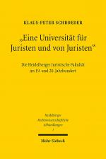 Cover-Bild "Eine Universität für Juristen und von Juristen"