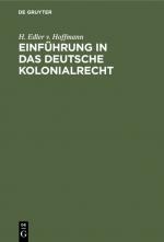 Cover-Bild Einführung in das deutsche Kolonialrecht