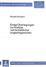 Cover-Bild Einige Überlegungen zur Analyse «wirtschaftlicher Ungleichgewichte»