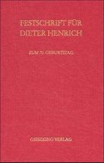 Cover-Bild Festschrift für Prof. Dr. Dieter Henrich zum 70. Geburtstag am 1. Dezember 2000