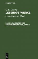 Cover-Bild G. E. Lessing: Lessing’s Werke / Hamburgische Dramaturgie 1767–69, Band 1