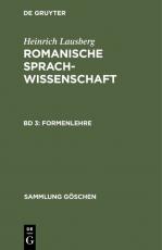 Cover-Bild Heinrich Lausberg: Romanische Sprachwissenschaft / Formenlehre