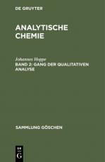 Cover-Bild Johannes Hoppe: Analytische Chemie / Gang der qualitativen Analyse