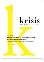 Cover-Bild Krisis - Beiträge zur Kritik der Warengesellschaft / Warum das Wohnen unbezahlbar wird und was dagegen zu tun ist - Krisis 1/ 2020