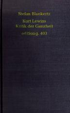 Cover-Bild Kurt Lewins Kritik der Ganzheit