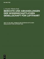 Cover-Bild L. Prandtl; Wilhelm Hoff: Berichte und Abhandlungen der Wissenschaftlichen... / Jahrbuch der Wissenschaftlichen Gesellschaft für Luftfahrt 1925