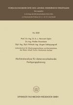 Cover-Bild Merkmalanalyse für datenverarbeitende Fertigungsplanung