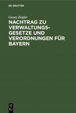 Cover-Bild Nachtrag zu Verwaltungsgesetze und Verordnungen für Bayern