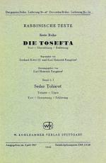 Cover-Bild Rabbinische Texte, Erste Reihe: Die Tosefta. Band VI: Seder Toharot