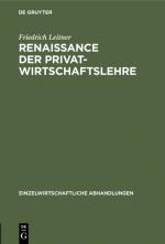 Cover-Bild Renaissance der Privatwirtschaftslehre