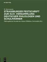 Cover-Bild Strassburger Festschrift zur XLVI. Versammlung Deutscher Philologen und Schulmänner