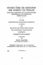 Cover-Bild Studien über die Reduktion der Nitrite und Nitrate