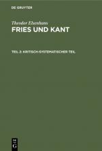 Cover-Bild Theodor Elsenhans: Fries und Kant / Kritisch-systematischer Teil