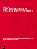 Cover-Bild Über die Literatur der vorarischen Stämme Indiens