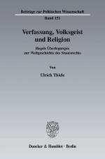 Cover-Bild Verfassung, Volksgeist und Religion.