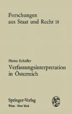 Cover-Bild Verfassungsinterpretation in Österreich