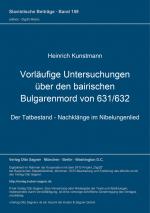 Cover-Bild Vorläufige Untersuchungen über den bairischen Bulgarenmord von 631/632