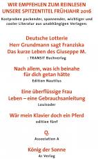 Cover-Bild Wir empfehlen zum Reinlesen unsere Spitzentitel Frühjahr 2016