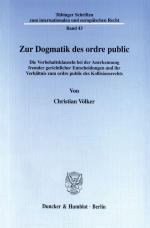 Cover-Bild Zur Dogmatik des ordre public.