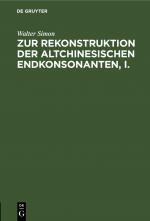 Cover-Bild Zur Rekonstruktion der altchinesischen Endkonsonanten, I.