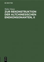 Cover-Bild Zur Rekonstruktion der altchinesischen Endkonsonanten, II