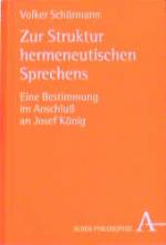 Cover-Bild Zur Struktur hermeneutischen Sprechens