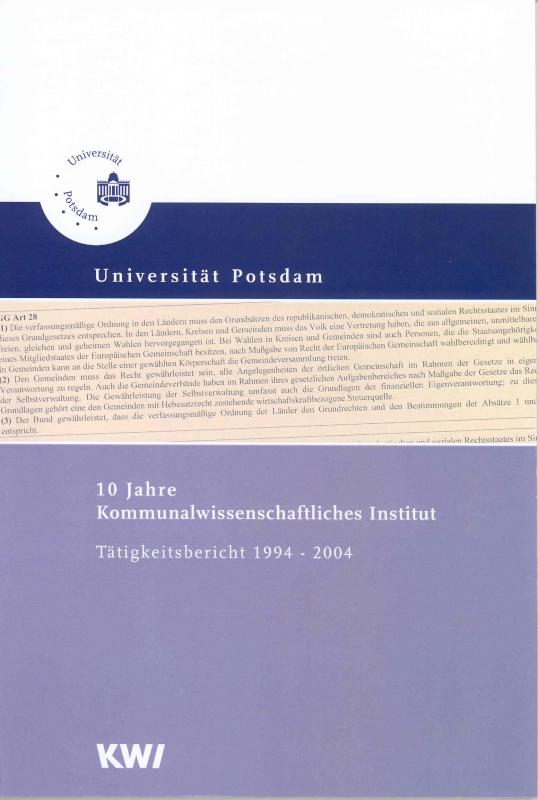 Cover-Bild 10 Jahre Kommunalwissenschaftliches Institut