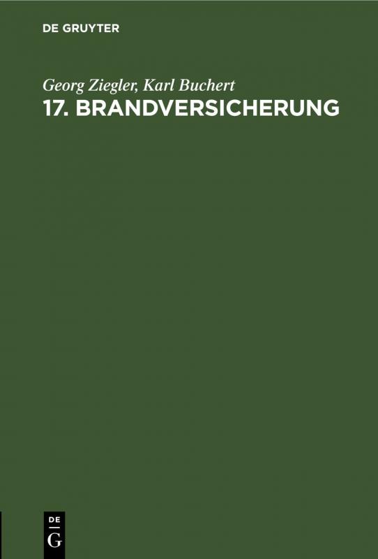 Cover-Bild 17. Brandversicherung