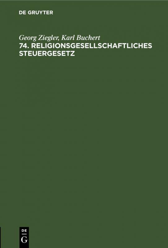 Cover-Bild 74. Religionsgesellschaftliches Steuergesetz