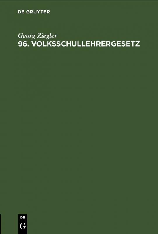 Cover-Bild 96. Volksschullehrergesetz