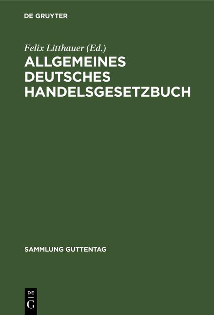 Cover-Bild Allgemeines deutsches Handelsgesetzbuch