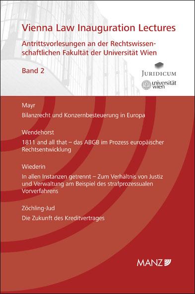 Cover-Bild Antrittsvorlesungen an der Rechtswissenschaftlichen Fakultät der Universität Wien