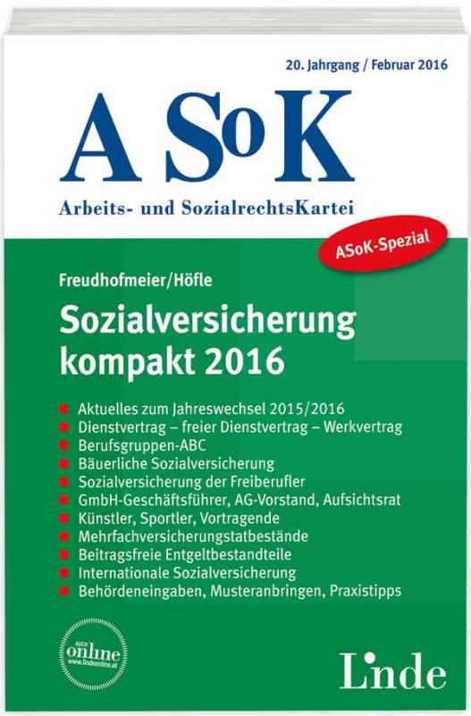 Cover-Bild ASoK-Spezial Sozialversicherung kompakt 2016